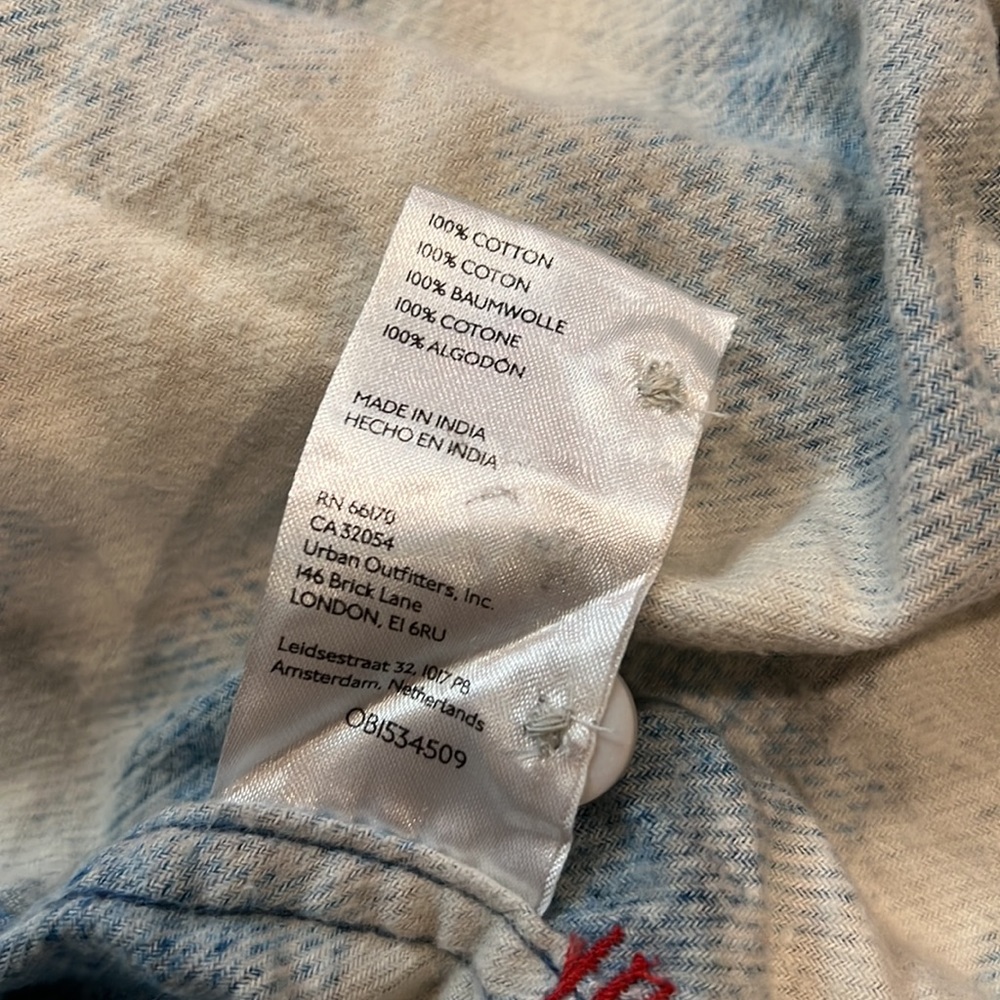 Urban Outfitters Men’s Large Bright Blue Flannel 100% cotton XL - Picture 7 of 7